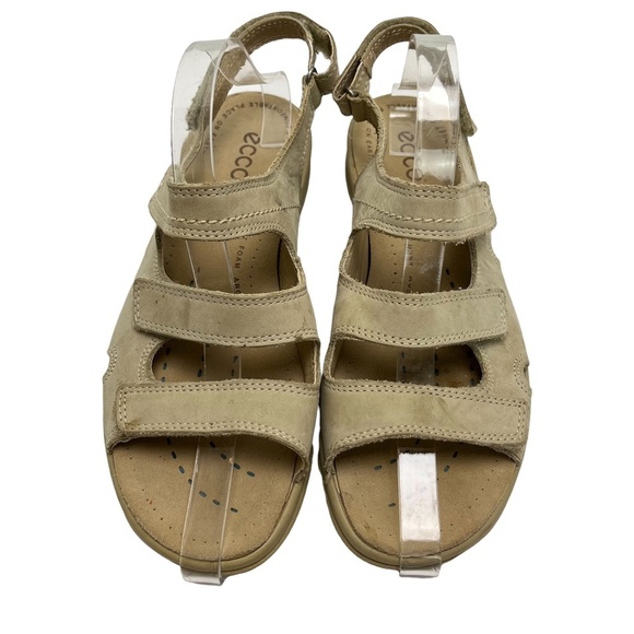 ECCO Beige Neutral Genuine Leather Sporty Comfort Sandals Slingback Open Toe  40 - Picture 3 of 16